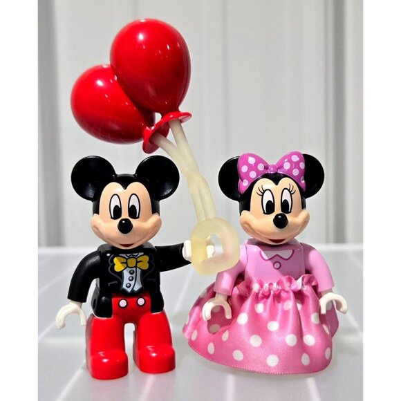 Disney Lego Duplo Mickey & Minnie Mouse Figure Set w/ Red Balloons & Skirt - Picture 1 of 6